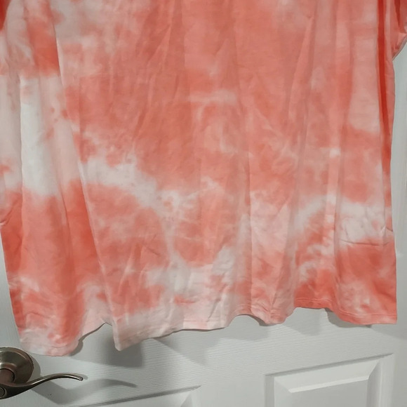 NWOT Lane Bryant Coral Tie-Dye Thanks But No Thanks V-Neck Shirt in Size 22/24 - Picture 6 of 8